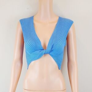 Love Tree Twisted Front Sleeveless Crop Top